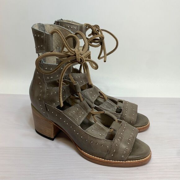 Freebird By Steven Hazel Ice Sandals Size 8 Leather Strappy Heels Sandals - Picture 1 of 11